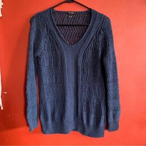 Massimo Dutti blue crochet knit pullover sweater size small